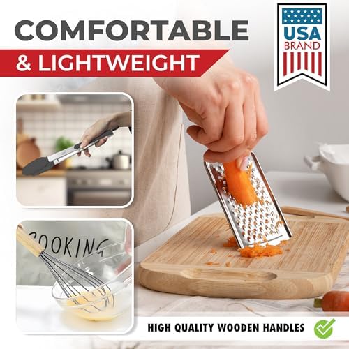 Kaluns 50 PCS Silicone Kitchen Utensils Set Complete Kitchen Set - 800°F Heat Resistant Non-Stick Premium Silicone Cooking Utensils W Wooden Handles - Can Opener, Masher, Turner, Silicone Spatula Set