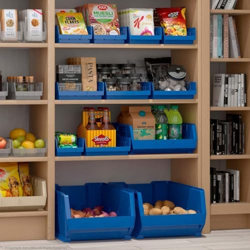 Akro-Mils 30124 Heavy Duty Plastic Shelf Bins, 24"x 4"x 4", Red, 12-Pack