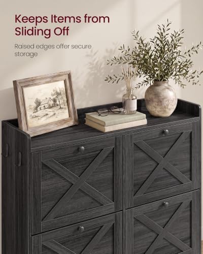 VASAGLE Narrow Shoe Storage Cabinet Organizer with 4 Flip Drawers