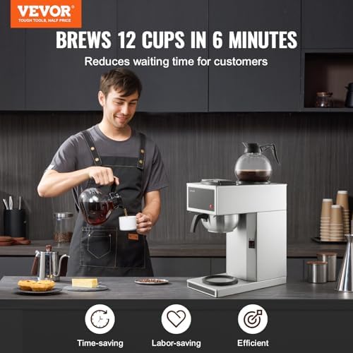 VEVOR Commercial Drip Coffee Maker 12 Cups Coffee Machine Drip Style