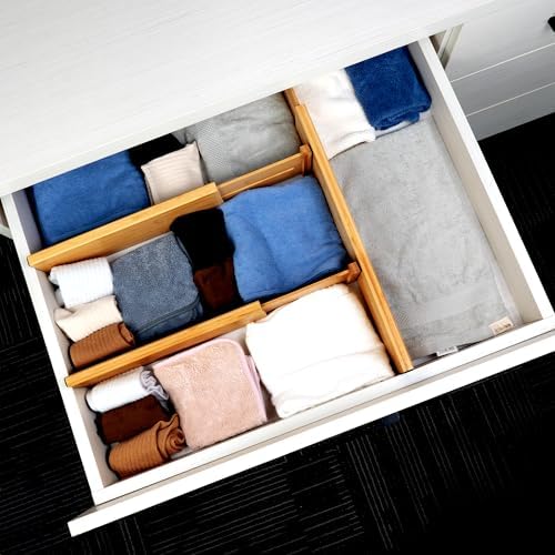 Utoplike Bamboo Drawer Organizer, 4" H Dresser Drawers Dividers for Clothes