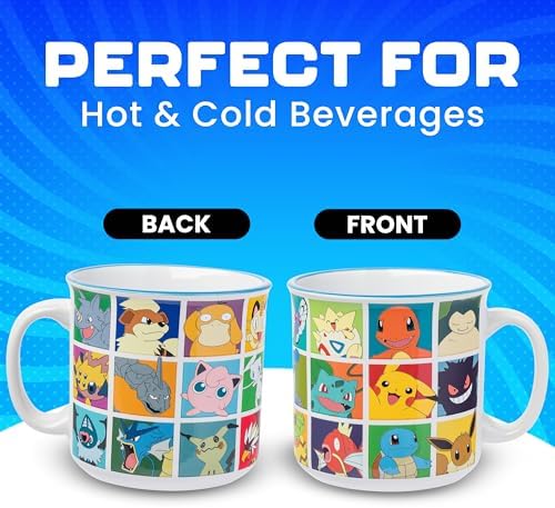 Silver Buffalo Pokémon Pikachu, Snorlax, Eevee, Ceramic Camper Mug, 20oz