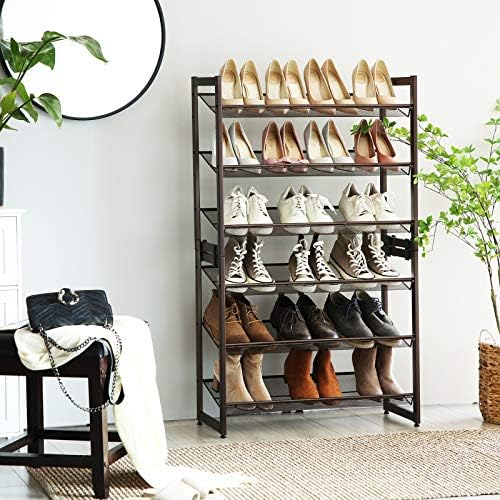 SONGMICS Metal Shoe Rack, 6-Tier Shoe Orgainzer, Holds 18-24 Pairs