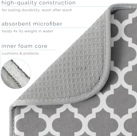 S&T INC. Dish Drying Mat, 16" x 18", Large, Trellis