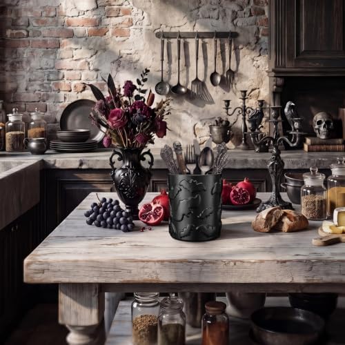 Yungyan Ceramic Bat Utensil Holder for Kitchen, Gothic Kitchen Accessories