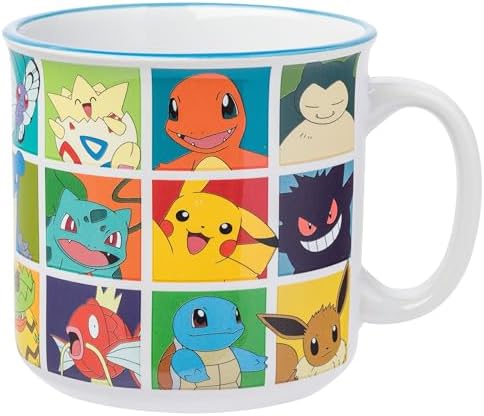 Silver Buffalo Pokémon Pikachu, Snorlax, Eevee, Ceramic Camper Mug, 20oz