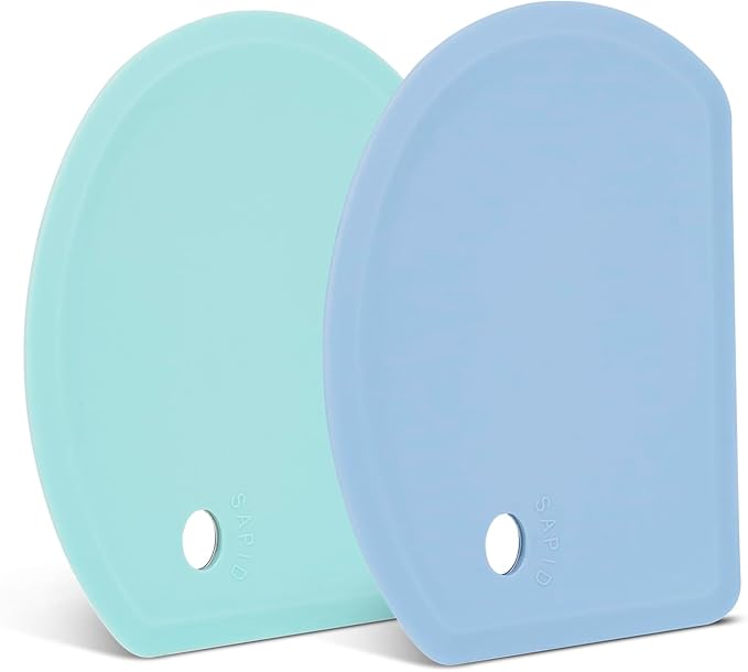 Silicone Dough Scraper with Stainless Steel Sheet, Curved Edge Flexible Bowl by SAPID