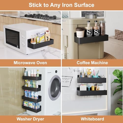 Mystozer Magnetic Spice Rack for Refrigerator Black, 2 Pack