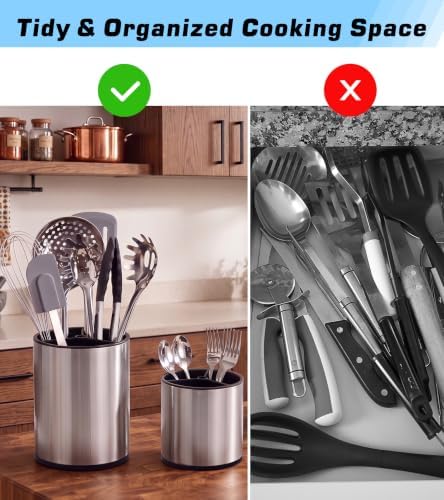 360°Rotating Kitchen Utensil Holder, 8"+5.5" Utensil Crocks for Countertop