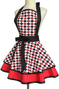 Violet Mist Cute Lovely Retro Aprons for Women Girl Ladies Sexy Vintage Aprons 50s Plaid Vintage Halloween Christmas Apron kawaii Cooking Kitchen Ruffle Witch Apron for Housewife Waitress Mothers Gift