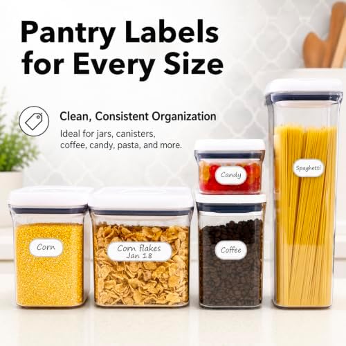 CHUBBIEE Waterproof Kitchen Labels for OXO POP Containers, 64-Pack, 2 Sizes
