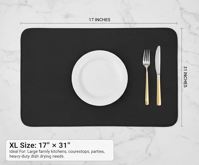 Dish Drying Mat Super Absorbent – 17" x 31" Coffee Mat - Image 3