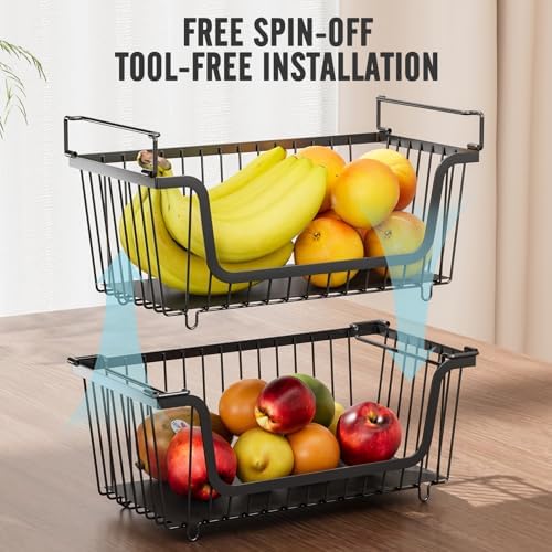 GAOKASE 6 Pcs Stackable Wire Baskets for Pantry Organizers and Storage,