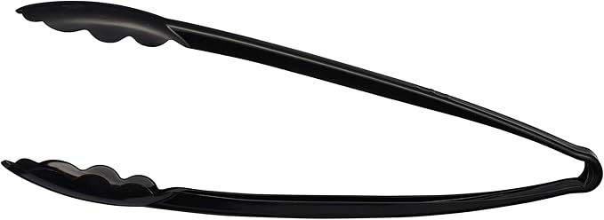 Plasticpro 12'' Serving Tongs Heavy Duty Reusable Kitchen and BBQ Black Serving - Image 6