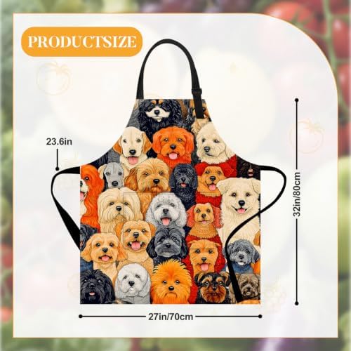 Adjustable Bib Apron with 2 Pockets for Cooking and Baking