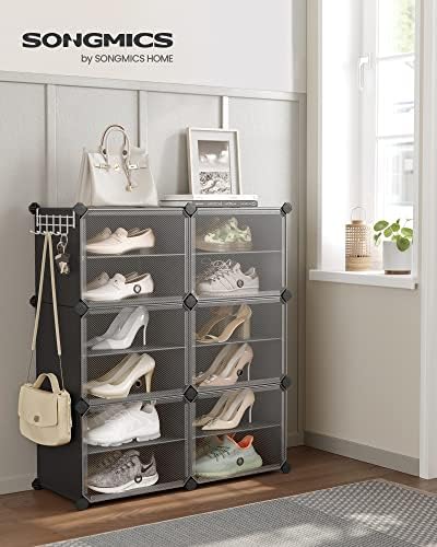 SONGMICS Shoe Rack, 6-Tier with Doors, 24-Pair Storage Cabinet