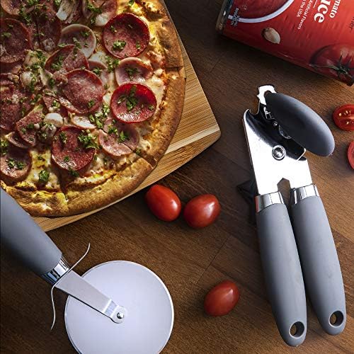 COOK WITH COLOR Kitchen Gadget Set Stainless Steel Utensils with Soft Touch Handles, 7 Pieces, Stainless Steel Grey