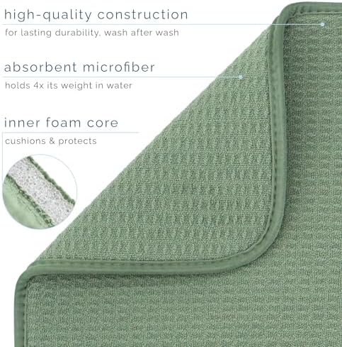 S&T INC. Dish Drying Mat, 18" x 30", Jumbo, Sage Green