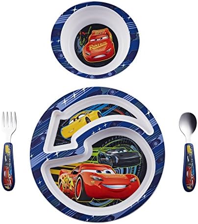 The First Years Disney/Pixar Cars Dinnerware Set - Toddler Plates and Toddler Utensils - 4 Count