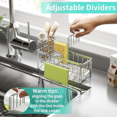 HapiRm Sponge Holder for Kitchen Sink - Self-draining Rustproof Organizer