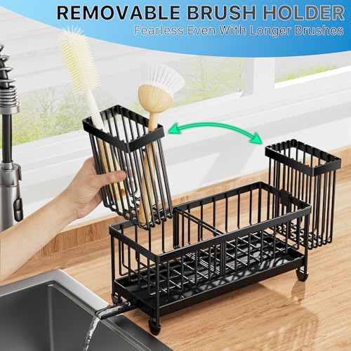 Cisily Sponge Holder for Kitchen Sink, Sink Organizer with Brush Holder