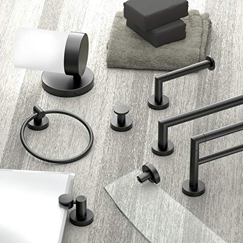 Gatco 4632MX Glam Towel Ring, Matte Black | Wall Mounted 6.5"W Towel Holder Ring for Bathroom