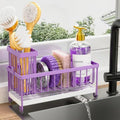 Cisily Sponge Holder for Kitchen Sink, Sink Caddy Organizer with High Brush Holder, Kitchen Countertop Organizers and Storage Essentials (Purple, 9.25″)