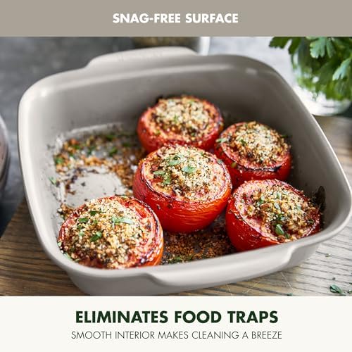 GreenPan Premiere Ovenware Healthy Ceramic Nonstick 8" Square Cake Baking Pan, PFAS-Free, Warp-Free Bakeware, Durable Quick Heating, Oven & Broiler Safe to 600F, Dishwasher Safe, Taupe