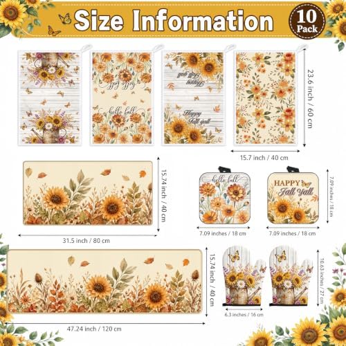 Fall Kitchen Decor Set, 10 Pcs Wildflowers Kitchen Set