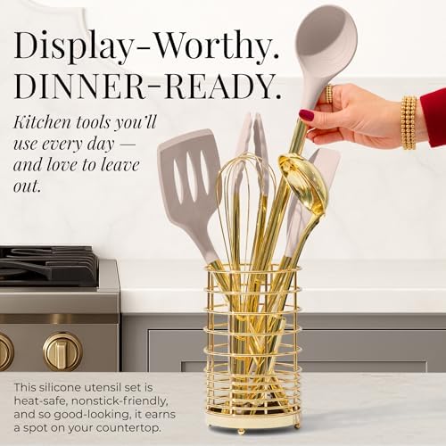 Styled Settings Beige and Gold Utensils Set, 23-Piece