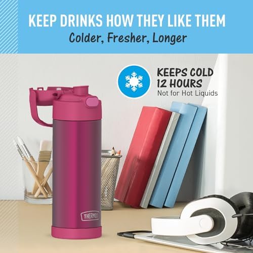 THERMOS FUNTAINER Water Bottle with Spout, 16oz, Dark Pink
