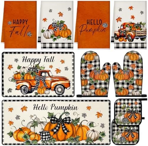 Fanfanwin 10 Pcs Fall Pumpkin Kitchen Decor Set for Home, Cooking Gift