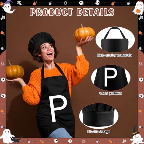 6 Pcs Halloween Condiment Aprons Salt Pepper and Cumin Aprons Chef Hats