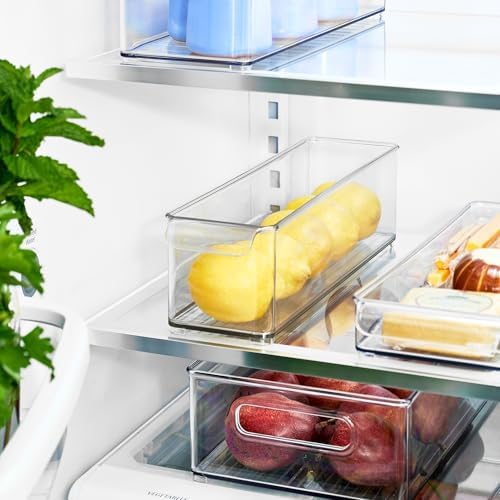 iDesign Stackable Fridge Storage Bin with Handle, Set of 6, Clear