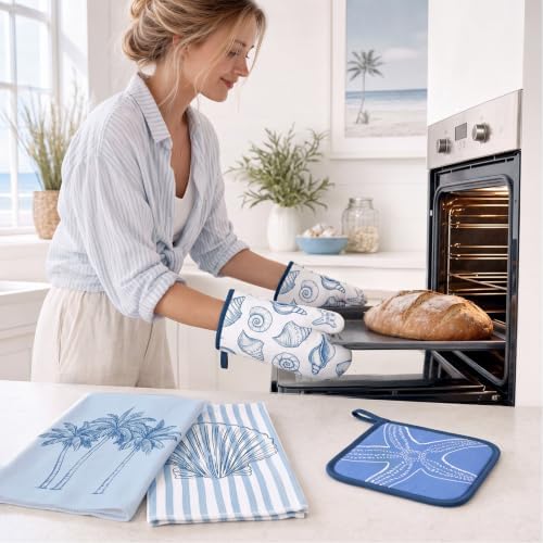 FoldTier 6 Pcs Coastal Kitchen Decoration Set Beach Kitchen Accessories