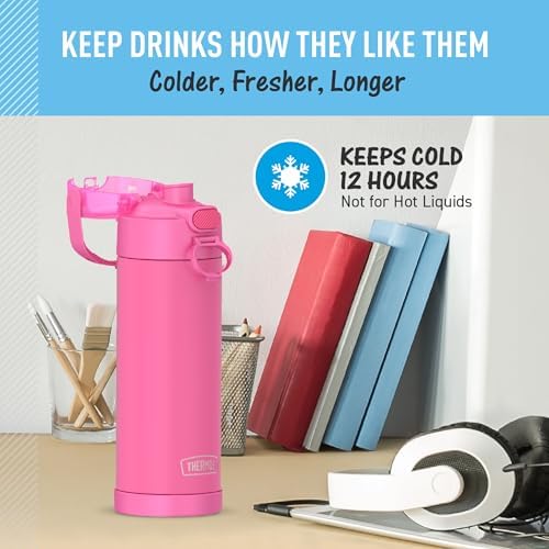 THERMOS FUNTAINER Water Bottle with Spout, 16oz, Neon Pink