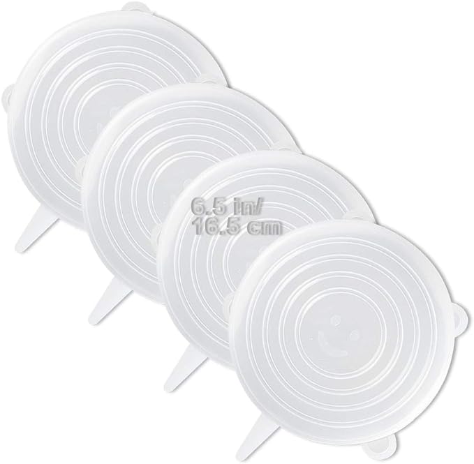 LELE LIFE 4 Pack Same Size Silicone Stretch Lids, Thicker Reusable Sturdy by LELE+LIFE