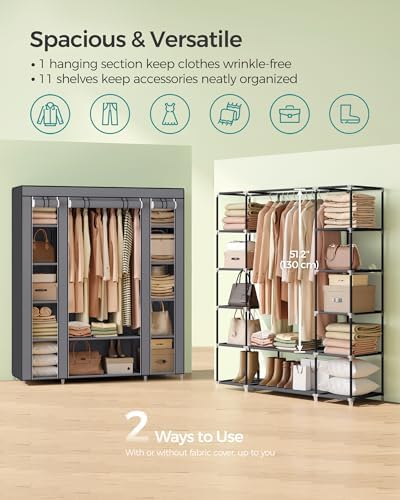 SONGMICS Closet Wardrobe, Portable Closet, Clothes Storage Organizer