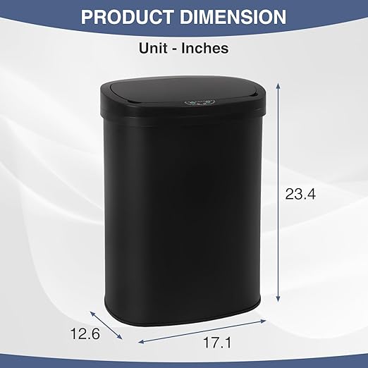 PayLessHere | 13 Gallon Stainless Steel Trash Can | Black | Automatic Touchless - Image 7