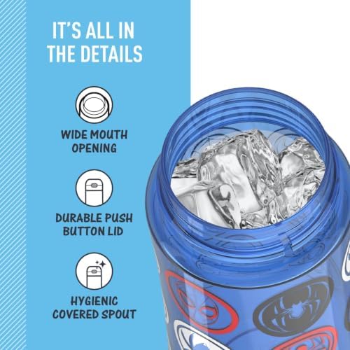 THERMOS FUNTAINER 16oz Plastic Bottle with Spout Lid, Spiderman
