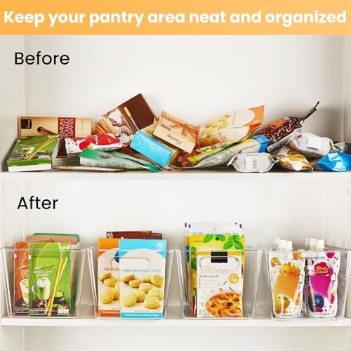 YIHONG 36 Pack Clear Pantry Organizer Bins, Plastic Containers with Handle for Kitchen,Freezer,Cabinet,Closet,Bathroom Under Sink Storage