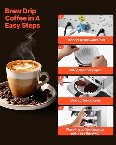 VEVOR Commercial Drip Coffee Maker, 24 Cups Coffee Machine Dual-Head