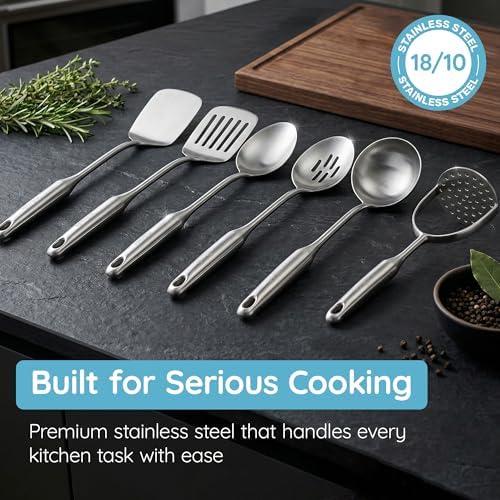 Millvado Slotted Spoon Stainless Steel, Straining & Serving - 15 In.Utensil