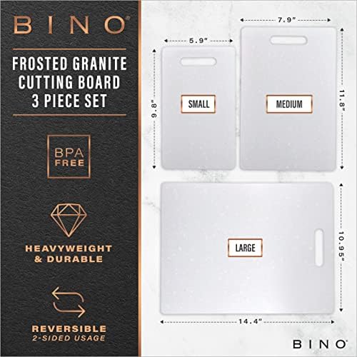 BINO Cutting Board - 3-Piece Chopping Boards | BPA-Free Plastic, Durable, Multipurpose, Dual-Sided, Dishwasher Safe, Easy to Clean | Charcuterie Accessories | Home & Kitchen Utensils Frosted Granite