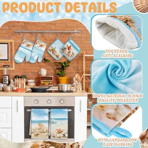 SiliFine 12 Pcs Beach Seashell Kitchen Accessories Set Coastal Style