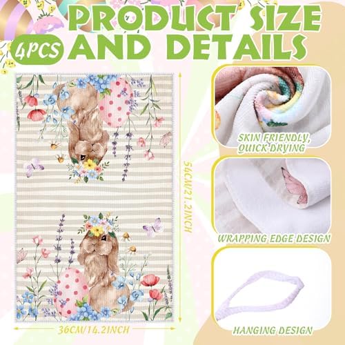 SiliFine 12 Pcs Easter Kitchen Accessories Set Easter Bunny Egg Oven Mitts Pot Holders Kitchen Towels He is Risen Christian Religious Decorations for Home Accessories, Cooking Baking Gifts