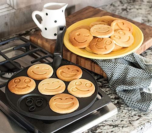 Nordic Ware Smiley Face Pancake Pan Silver, 10 1/2 inch diameter