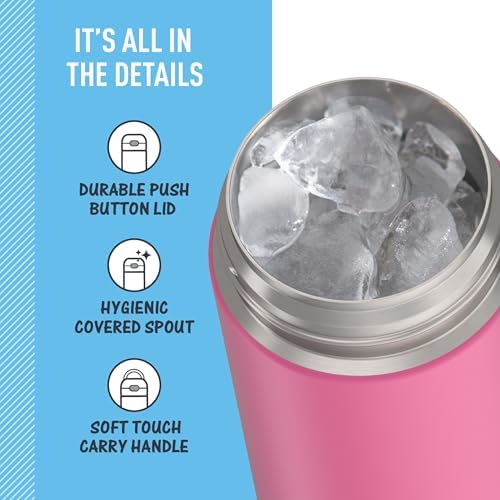 THERMOS FUNTAINER Water Bottle with Spout, 16oz, Neon Pink