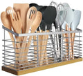 Suli Extra Large Kitchen Utensil Holder, 4 Compartments, Slivery