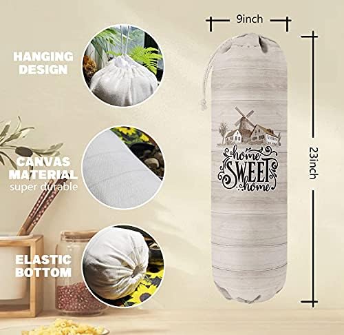 Home Sweet Home, Grocery Bags Holder Organizer for Shopping Bags，Wall Mount Plastic Bags Storage Container Dispensers, Gift for Women Mother Grandmother Friend